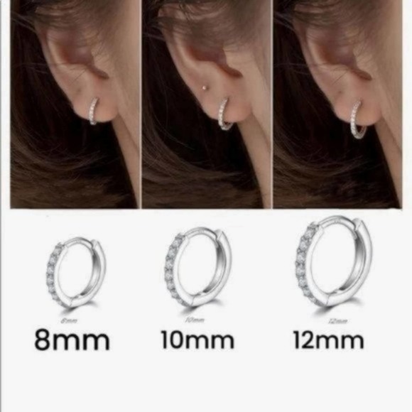 Sterling Silver Small Hoop Earrings 10MM - Picture 4 of 6